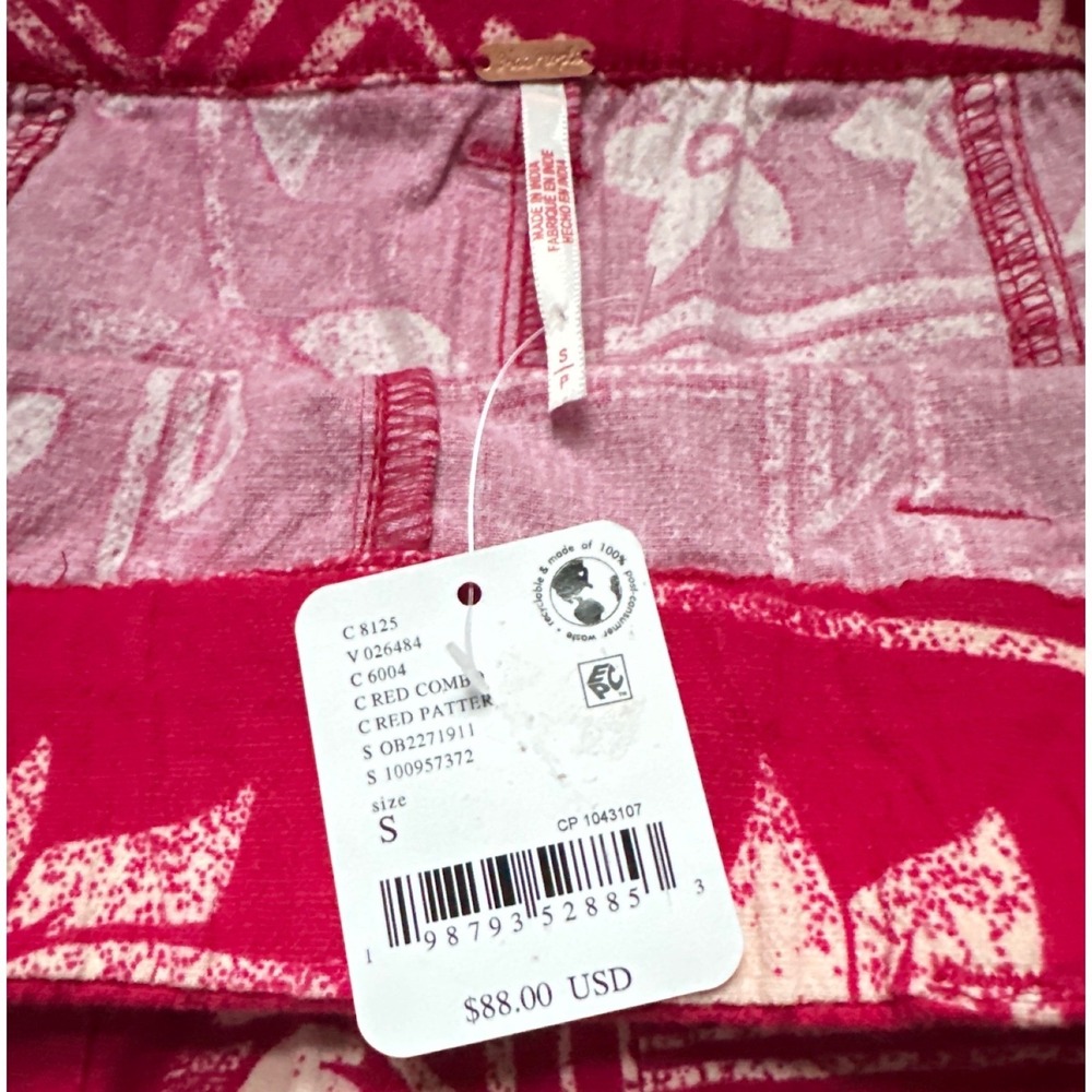 Free People Hot Pink Tropical Hawaiian Floral Boho Festival Shorts NWT Small - Picture 3 of 6